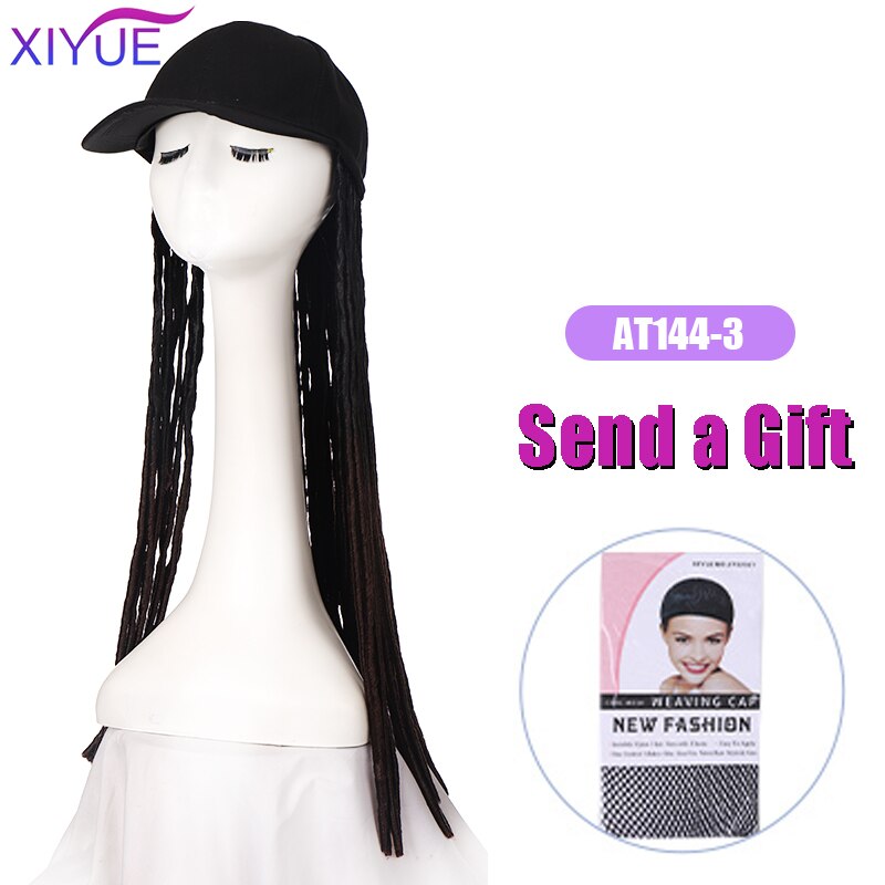 Long Synthetic Baseball Cap Hair Wig Natural Black Cap Hair Extensions Natural Wave Wigs Naturally Connect Hat Wig Adjustable: C4178