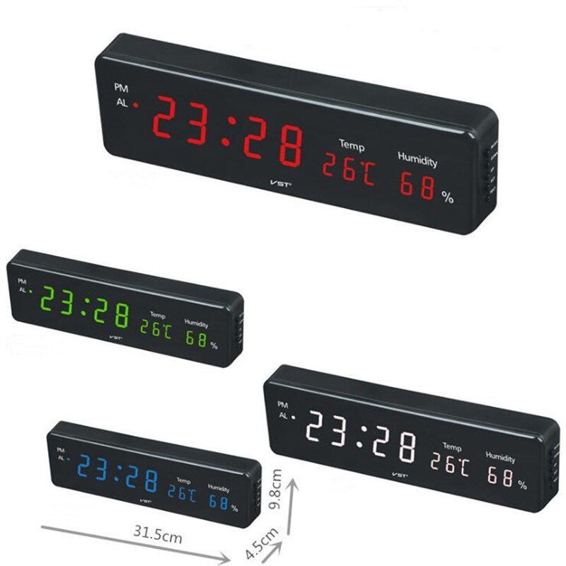 Reloj despertador Digital con 3 alarmas LED, pantalla de temperatura y humedad, reloj de mesa con enchufe europeo para decoración de sala de estar