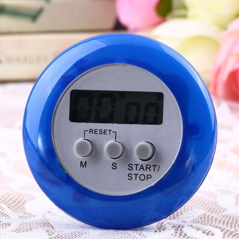 5 Colors Digital Kitchen Timer Round Electronic Countdown Round Shape Alarm: Blue