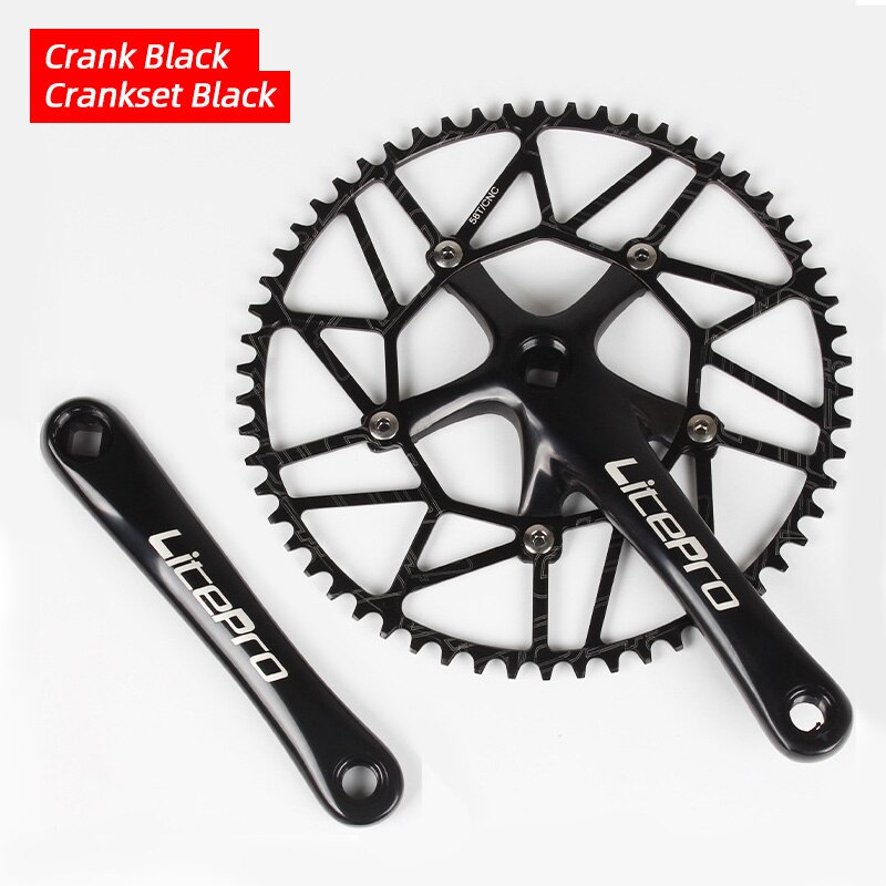 Litepro Lp 130BCD Fiets Kettingblad 50 52 54 56 58T Aluminium Enkele Disc Ketting Wiel Vouwfiets Vierkante gat Crankstel: Black Crankset 58T