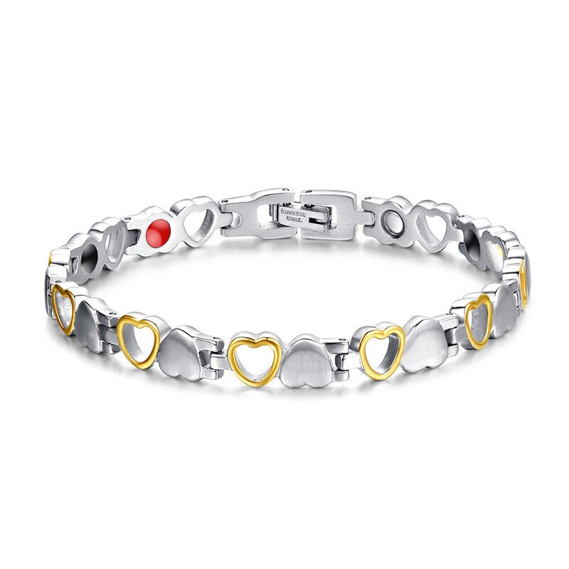 Modyle Healthy Care Magnetic Bracelets Bangles Gold-color Heart Stainless Steel Women Female Jewelry