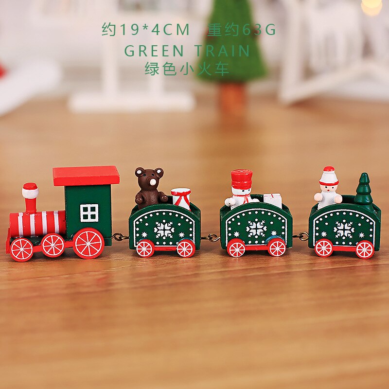 1 Set Kerst Trein Geschilderd Hout Kerst Decoratie voor Thuis Xmas kid speelgoed ornament jaar Cadeau: NewGreen