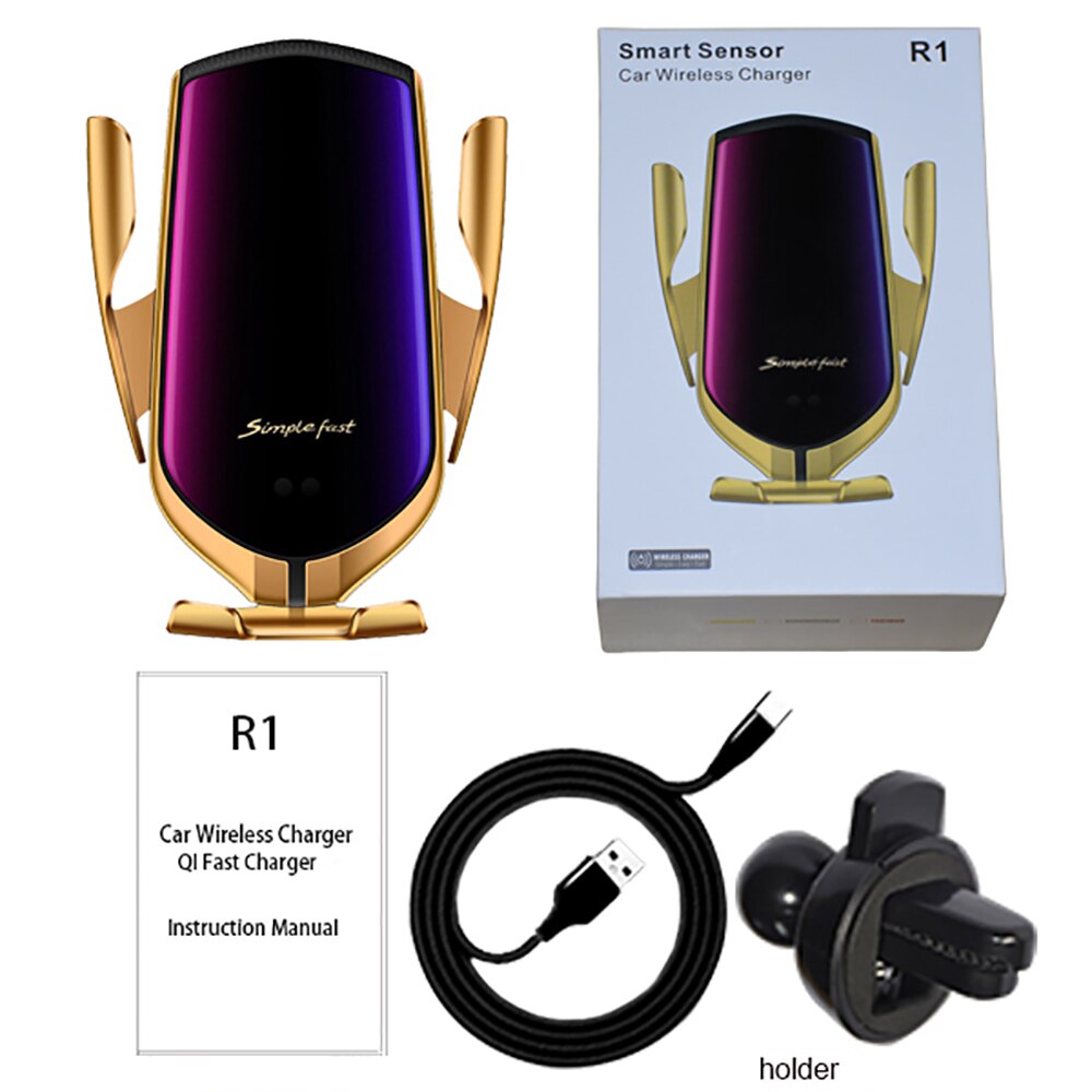R1 10 de Fixação Automática W Carro Carregador Sem Fio Para iPhone Huawei LG Infravermelho Indução Xs Qi Sem Fio do Carregador Do Telefone Do Carro titular