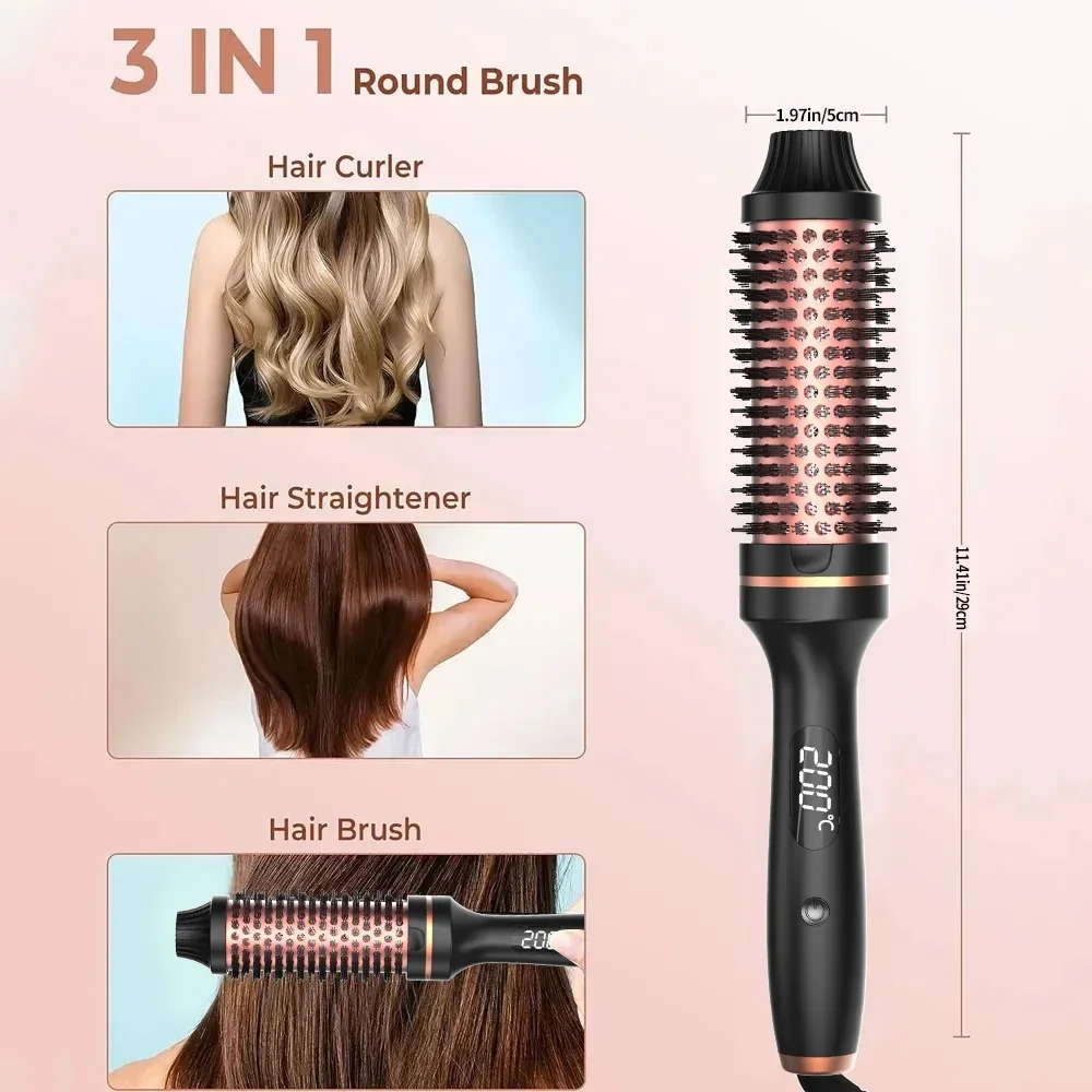 3 In 1 Haar Krultang Stijltang Professionele Krultang Verwarmde Haar Styling Borstel Verbrandingsbeveiliging Thermische Borstel Krul Wand