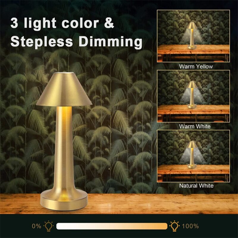 LED Bar Table Lamp Bar/Coffee/Restaurant Desktop Decor Night Light Rechargeable Touch Sensor Wireless Bedroom Reading Lamp