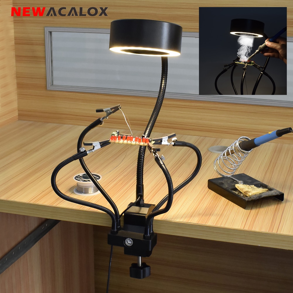 NEWACALOX USB Solder Smoke Absorber Welding Fume Extractor Fan with 50Pcs SMD LED Lights for Welding DIY Working Fan Tool