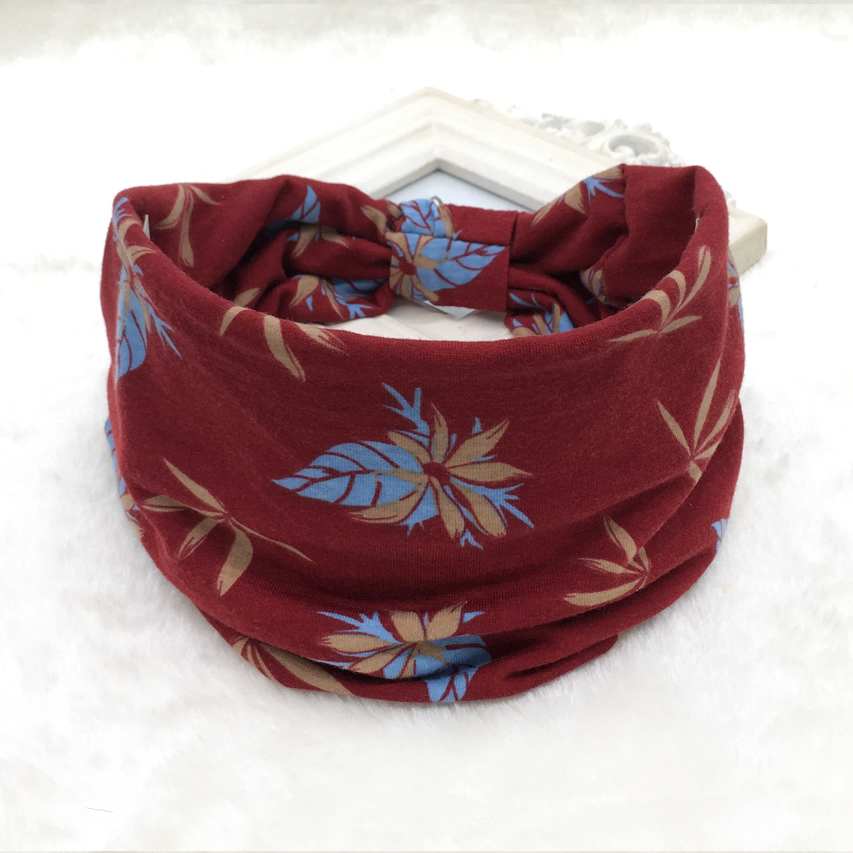 Frugtprint brede hovedbind til kvinder boho knudrede elastiske strandhårbånd til piger hårtilbehør turban bandage: Sort