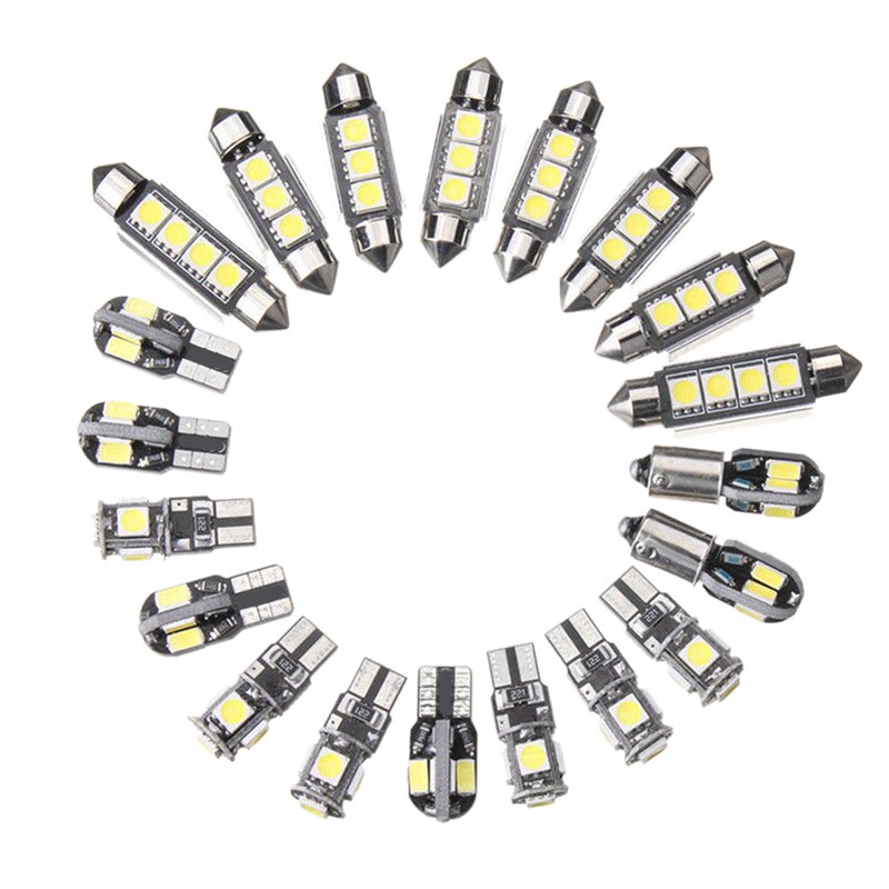 20 Stuks Auto Led Lampen Interieur Kit Dome Kofferbak Deur Plaat Licht Super Heldere Canbus Foutloos Interior Lamp Voor bmw 5 Serie E39 M: Default Title