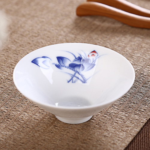 Jingdezhen Thee Set Handgeschilderde Kopje Thee Puer Zwarte Thee Tieguanyin Keramische Kleine Kopjes Chinese Huishoudelijke Theewaar: Dewdrop lotus