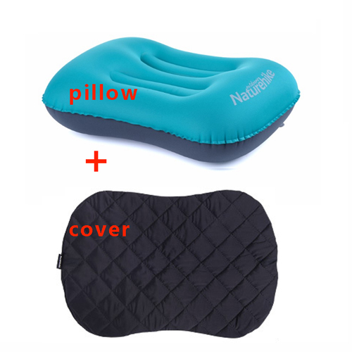 Ultralette oppustelige rejsepuder komprimerbar kompakt oppustelig komfortabel ergonomisk pude til udendørs camp backpacking: Blå med låg