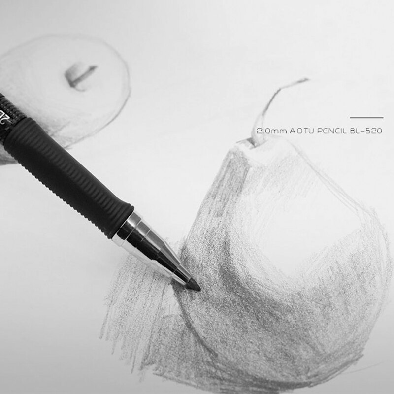 Automatic Mechanical Pencil 2.0mm Thick Writing Point Pencil Drawing Painting Black Refills School Office Stationery