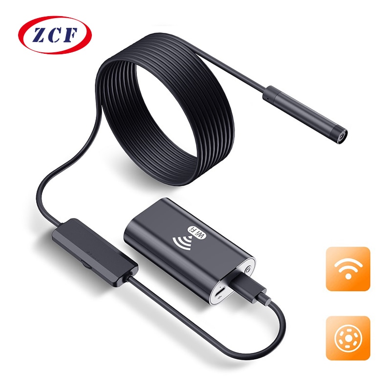 F99 Wifi Endoscope Camera HD720P 8mmLens USB Camera Semi-rigid Cable Waterproof Iphone Android Wireless Car Inspection Borescope