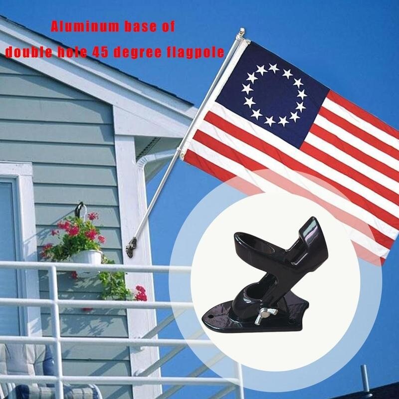 45/180 Double Hole Aluminum Alloy Flag Holder Advertising Flag Flagpole Mounted Adjustable Seat Wall Base National Fix Hold