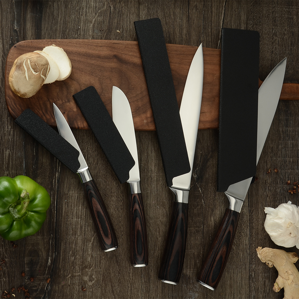 ABS Velvet Knife Blade Protector Set 3.5,5,5,8 inch Stainless Steel Knife Covers Kitchen Knives Blade Guards Cutlery Accessory