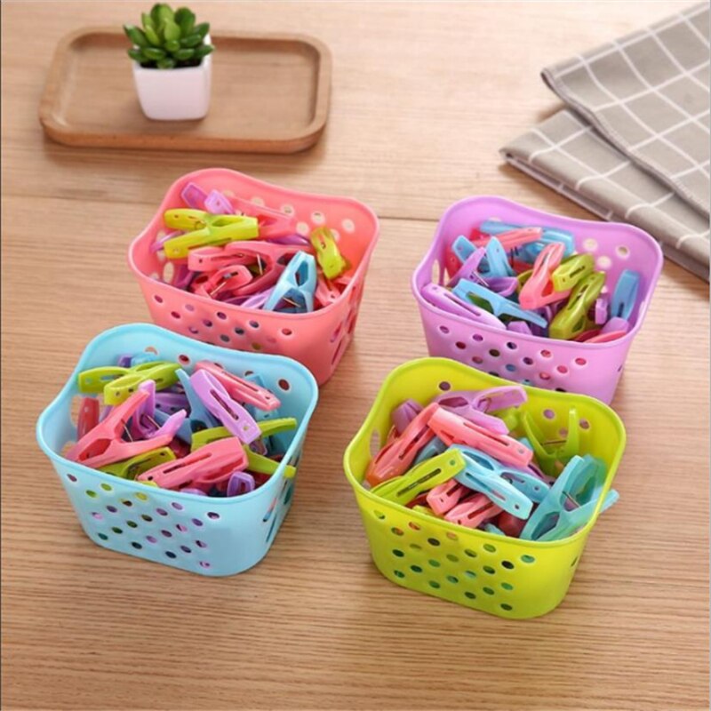 30PCS Plastic Laundry Clothes Pegs Decorative Clothes Pegs Clothespin Organizer Towel Washing Clips Large With Storage Basket