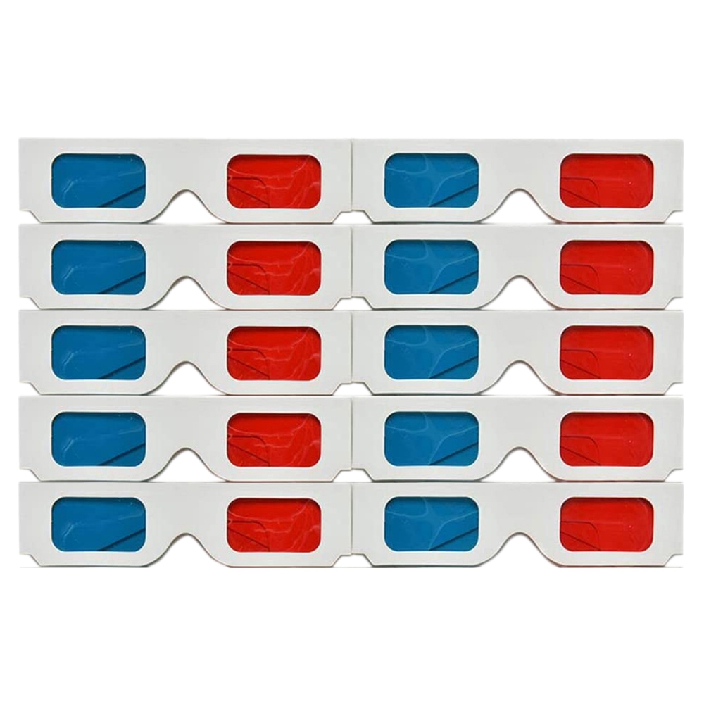 Okulary 3D, 10 par czerwonych i niebieski papier soczewek stereofoniczny robić filmów zestaw anaglyf papierowe okulary 3D
