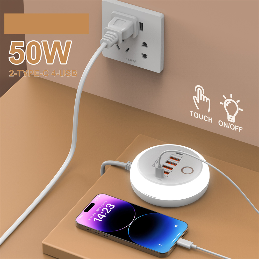 50W Power Strip Multi Port USB C Socket Fast Charging Wall Charger USB PD Charger Adapter For iPhone Huawei Realme Type C Phone