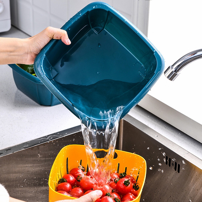 Green Multifunctional Refrigerator Sealed Drain Fresh-Keeping Box Double-Layer Fruit and Vegetable Basket