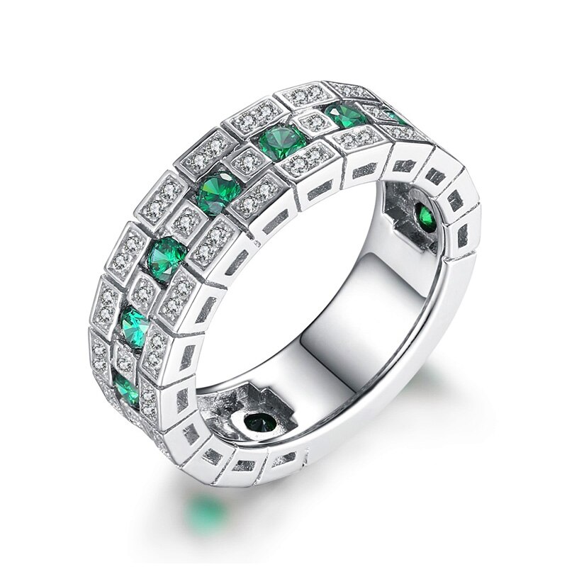 Huitan Verharde Green Zirconia Band Vrouwen Ringen Luxe Trouwringen Voor Mom Statement Sieraden