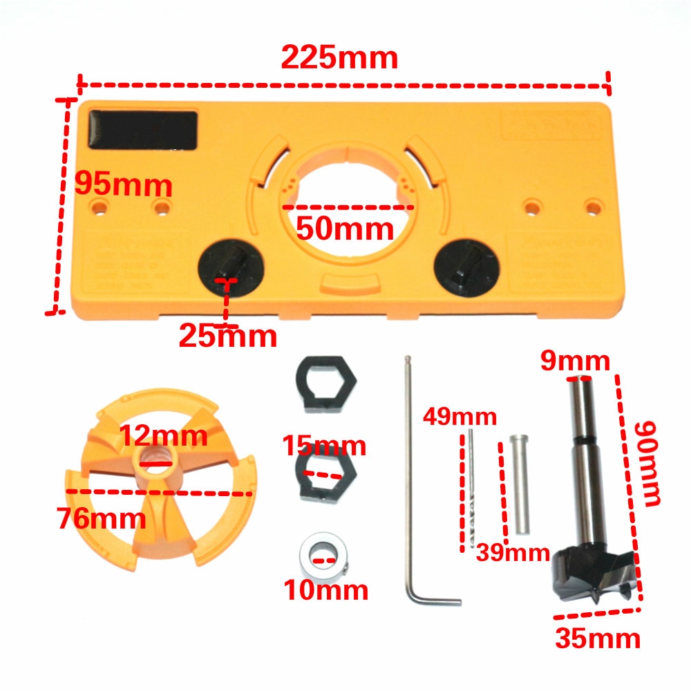 15 MM-35 MM Cup Stijl Scharnier Boring Jig Boor Gids Set Deur Gat Template Voor Verborgen Scharnier Jig houtbewerking DIY Tool