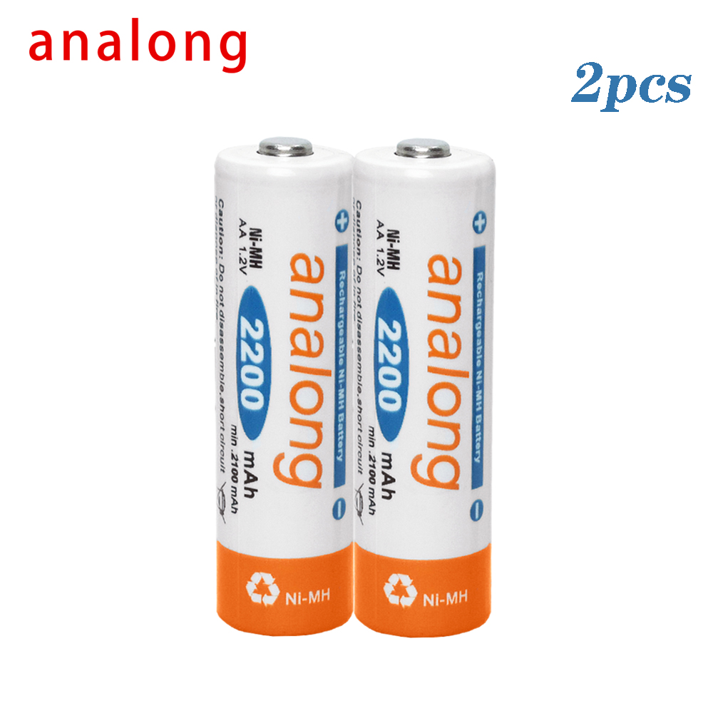 Analong 2A Aa Batterij Oplaadbare 1.2V Aa Batterijen Ni-Mh Vooraf Opgeladen Oplaadbare Batterij Aa Baterias Voor Camera Zaklamp: 2 pcs battery