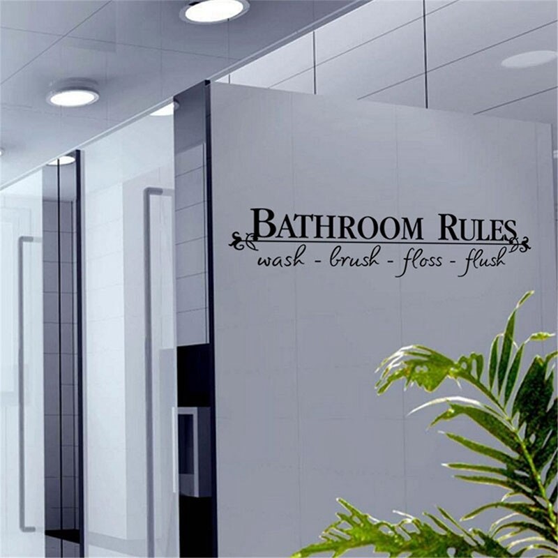 Bathroom Art DIY Toilet Rules Waterproof Quote Word Wall Stickers Bathroom Removable Sticker Wallpaper Home Bath Decal Decor