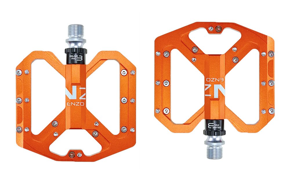 SHANMASHI ENZO Flat Foot Ultralight Mountain Bike Pedals MTB Aluminum Sealed 3 Bearing Anti-Slip Bicycle Pedals Bicycle Parts: orange