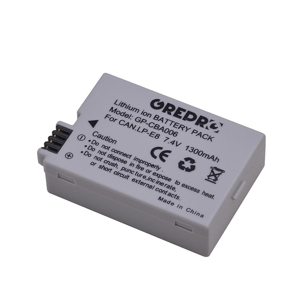 2Pcs LP-E8 LPE8 LP E8 Camera Battery + LED Dual Charger with type-C port for Canon EOS 550D 600D 650D 700D X4 X5 X6i X7i T2i T3i: 1x Battery