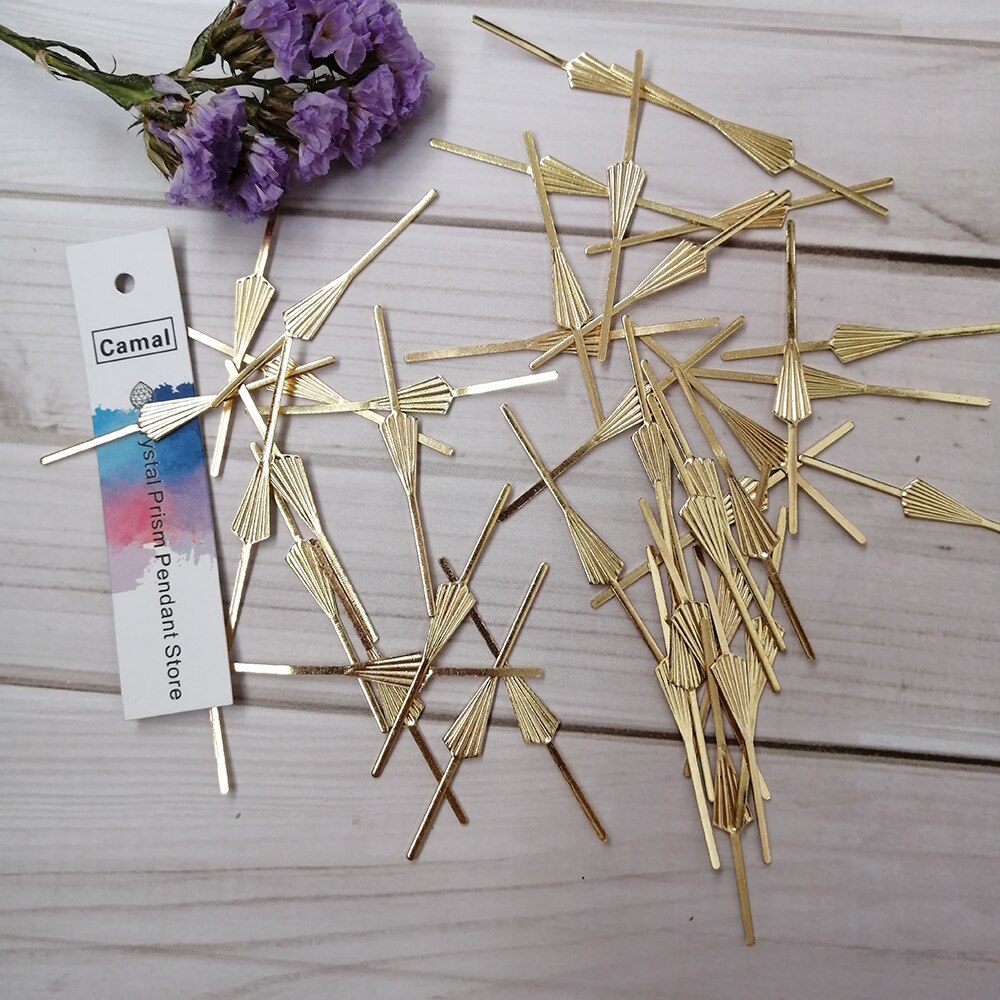 Camal 100 Pcs 46 Mm Goud Kleur Pijl Pin Metalen Connector Voor Crystal Prism Bead Kroonluchter Hanger Lamp Wedding Party deel