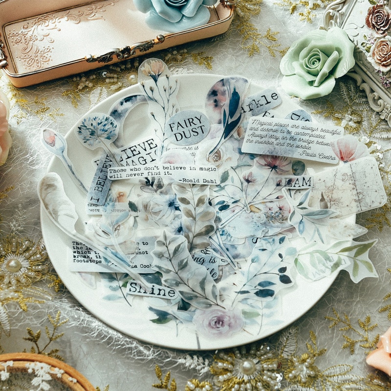 60 st växter velängpapper klistermärken för diy bullet skräp journal planerare scrapbook scrapbooking kort