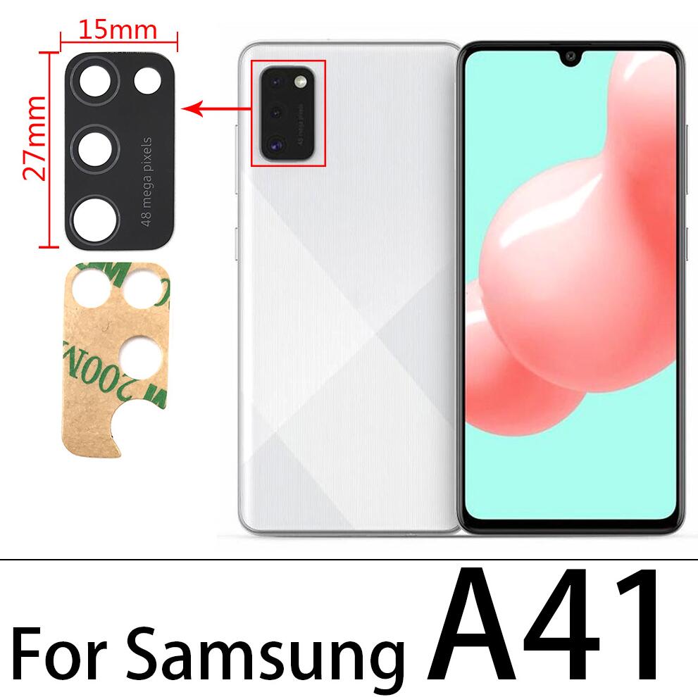 10 sztuk powrót szkło obiektywu aparatu z Ahesive dla Samsung A51 A21S A30S A50S A70S A31 A41 A71 M21 M31 S20 Plus Ultra fe uwaga 10Lite: A41