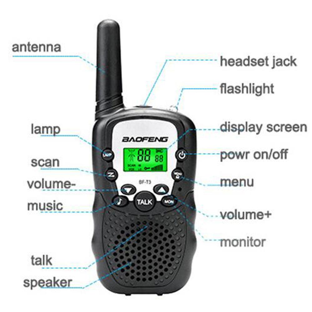 2 stk/sæt baofeng bf -t3 uhf 462-467 mhz 22 -kanals bærbar to-vejs 10 kaldetoner radio transceiver til børn radio walkie talkie