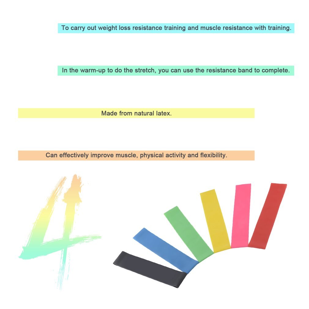 Resistance Band Set 6 Level Resistance Exercise Loop Bands Natural Latex Gym Fitness Strength Training Yoga Loops Bands