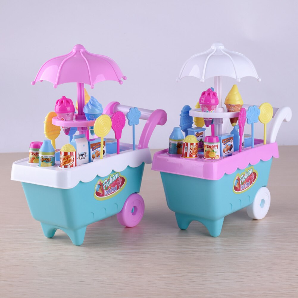 Lovely Simulation Candy Lollipop Ice Cream Plastic Trolley Children Girls Toy Girl Play House Set Of Toys