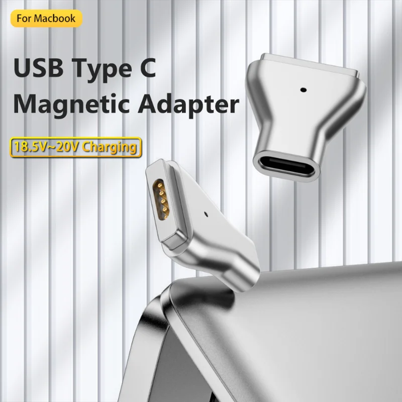 100w Aluminium USB Typ C Magnet-PD-Adapter für Magsafe 1 2 MacBook Air Pro LED-Anzeige Schnell lade magnet Stecker Konverter