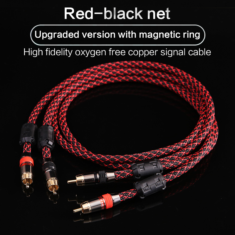 DIYLIVE 1 para kabel audio RCA 2 RCA do 2 RCA Interconnect kable radio HIFI 6N OFC z męskiego na męskie dla wzmacniacza DAC TV samochodowy sprzęt audio: Black / <= 1-> 0.5 m