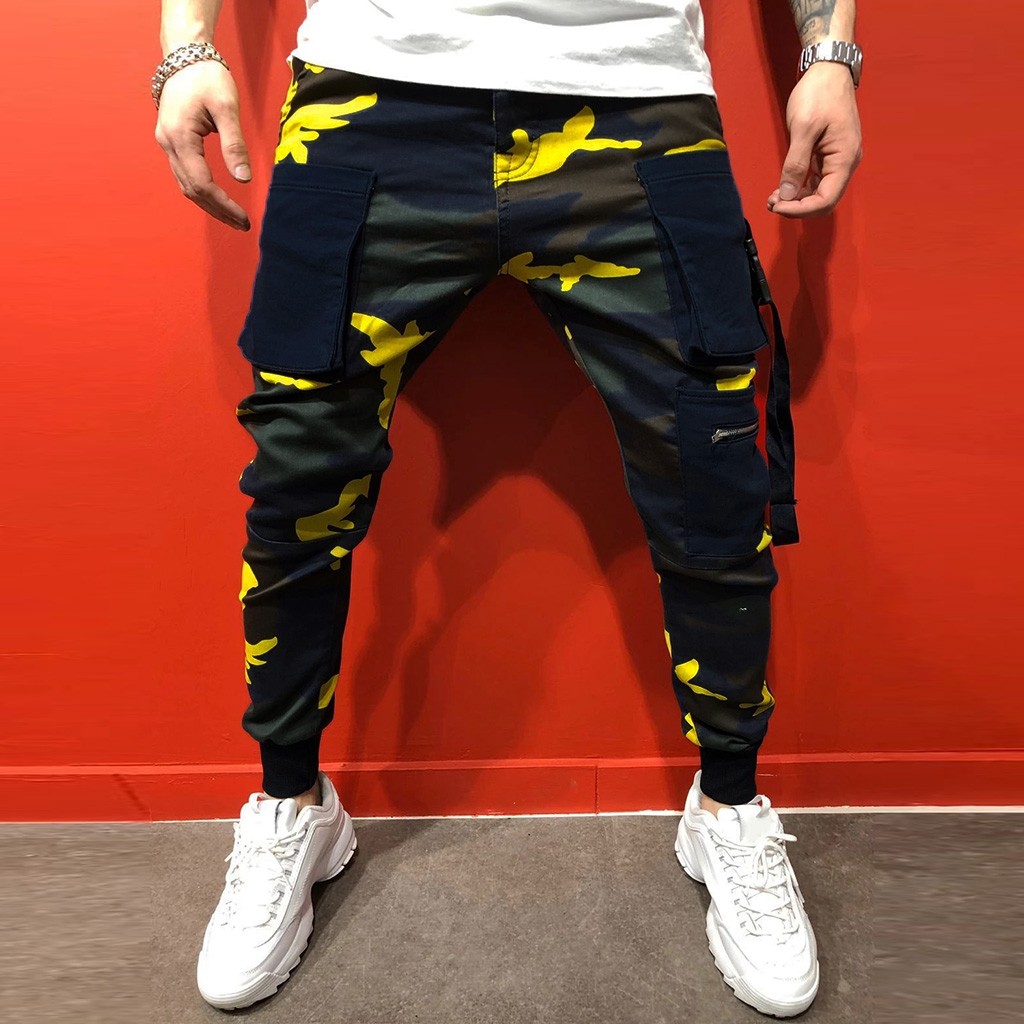 Jean déchiré hommes pantalon maigre mince droite hommes pantalon avec pantalon bas Harajuku Style Camouflage crayon pantalon hommes vêtements