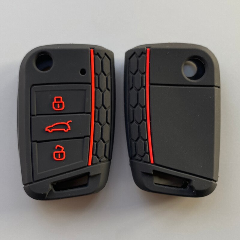 Funda de Gel de sílice para llave de coche, cubierta de 3 botones para Volkswagen Golf 7 mk7 Seat Ibiza Leon FR 2 Altea Azteca para Skoda Octavia: black D