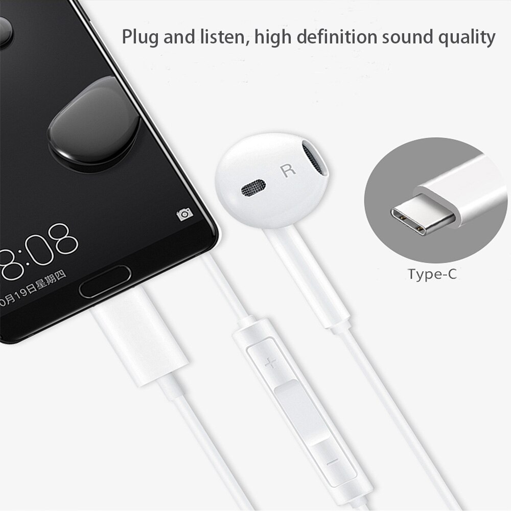 Original huawei  cm33 hörlurar usb typ-c i örat hörlurar headset mikrofon volym huawei mate 10 20 pro 20 x rs  p 10 20 30 not 10