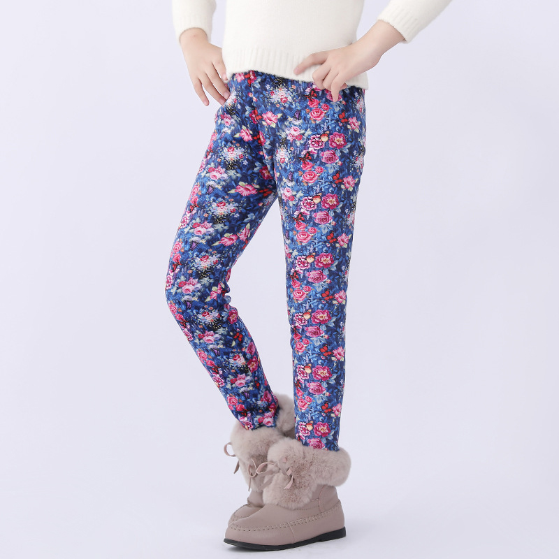 Leggings con estampado Floral para niños y niñas, pantalones pitillo cálidos para Primavera, invierno,: B-Flower