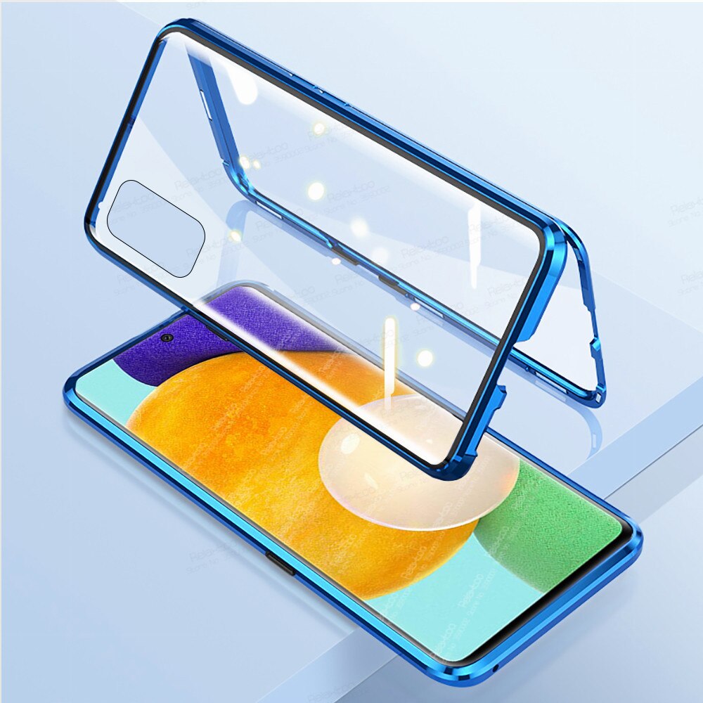 Voor Samsung A52 Case 360 ° Magnetische Flip Cover Voor Samsung Galaxy A52 Een 52 5G 4G A526B a525F Dubbelzijdig Glas Beschermende Fundas: A52 5G / blue