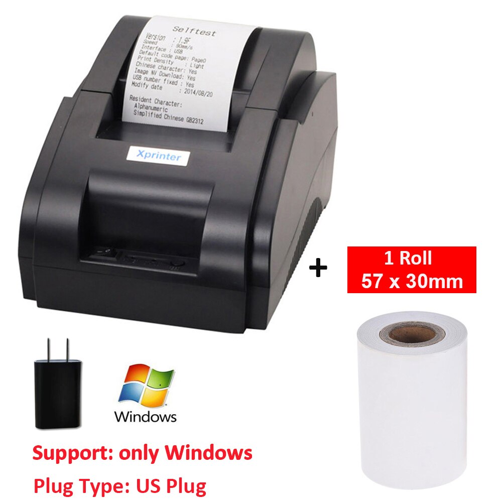 XP-58IIH Portable Thermal Receipt Printer 58mm Bluetooth Restaurants POS Mobile Printer Bill Printing Printers USB Machine