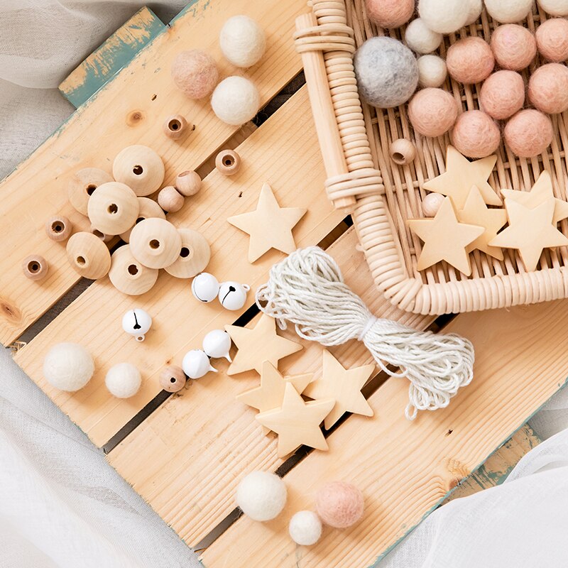 Dziecko drewniane Wykonany ręcznie DIY gwiazdka dzwonek robić łóżka grzechotki zagraj w zdatność zabawki dla dzieci wiatr kuranty robić zabaw ruchowych akcesoria robić wózka dziecinnego szydełka