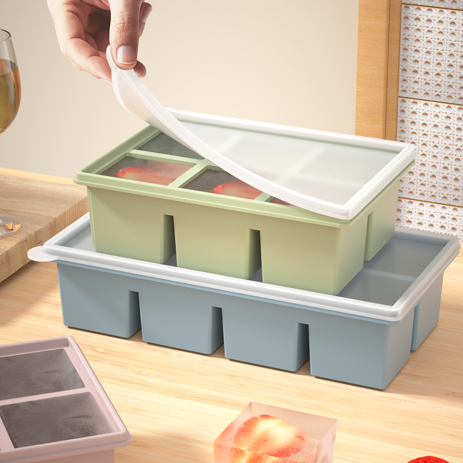 Silikon isbitform med rom, enkel å fjerne, isbiter til bar, whisky, cocktails, juice, kjøkkenverktøy for isproduksjon, dessert