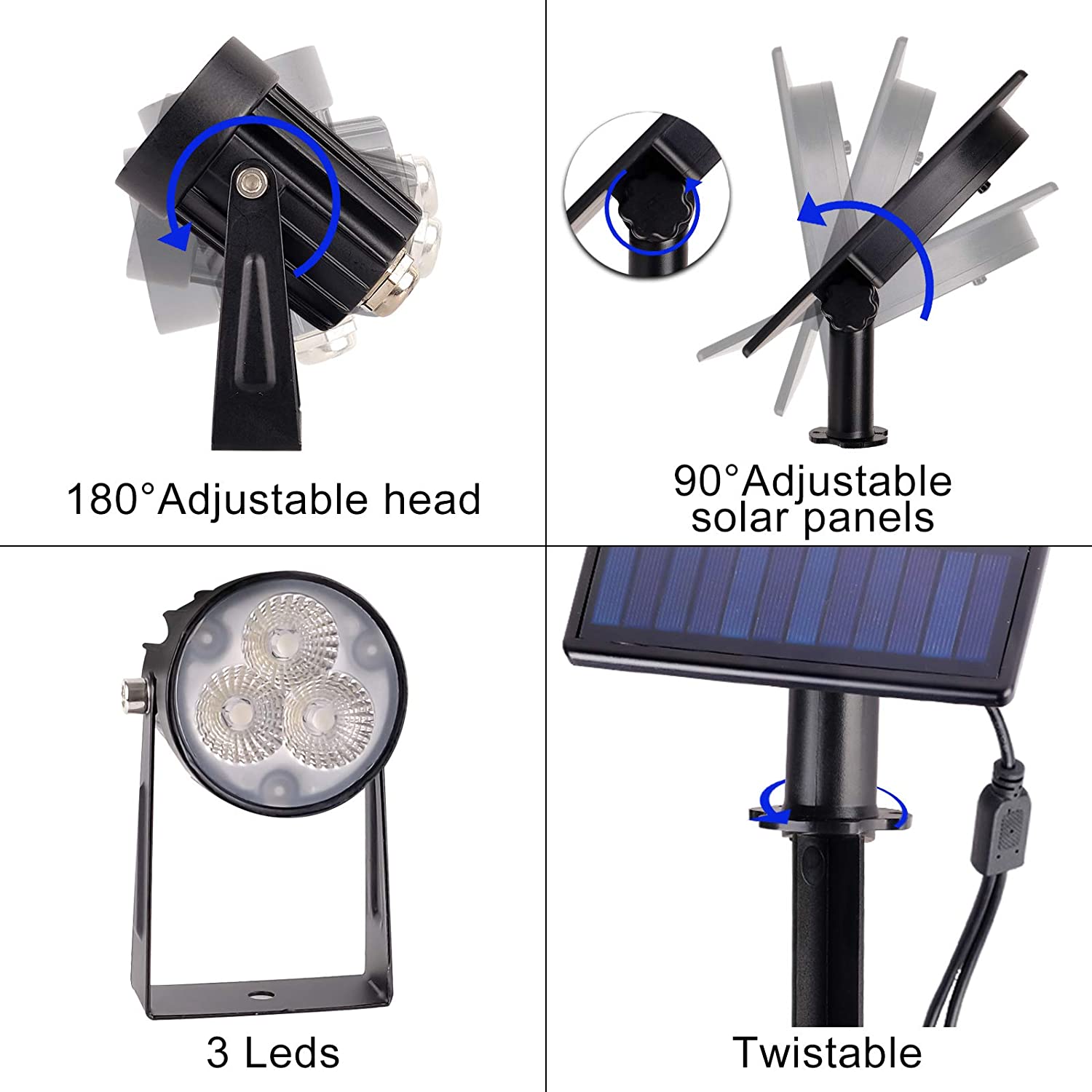Foco Solar blanco frío de T-SUN, luz IP65 impermeable, brillo ajustable, para jardín, lámpara Solar para exteriores