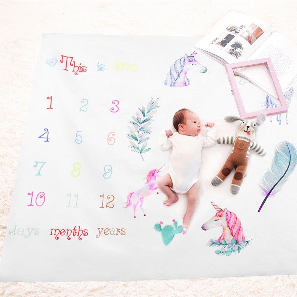 Baby Baby Milestone Deken Foto Fotografie Prop Dekens Achtergrond Doek Kalender Eenhoorn Bebe Jongen Meisje Foto Accessoires