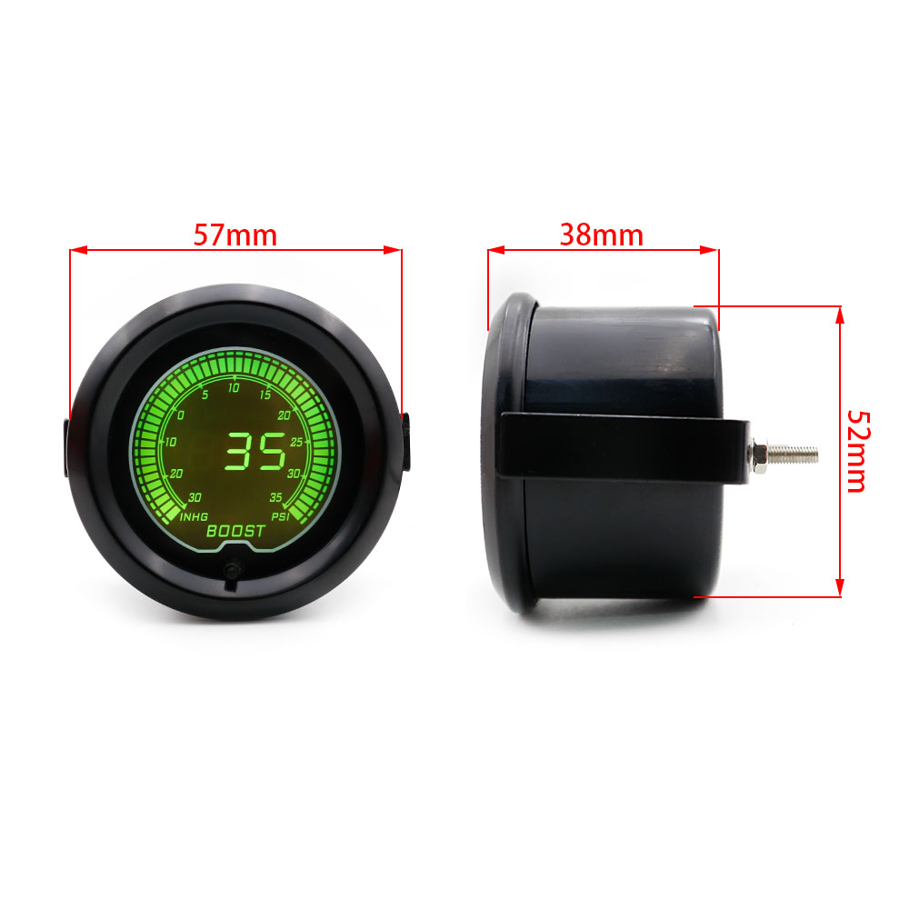 2" 52mm Boost gauge EVO LCD 7 Colors Digital Turbo Boost gauge -30In.hg-35PSI Car meter Vacuum gauge