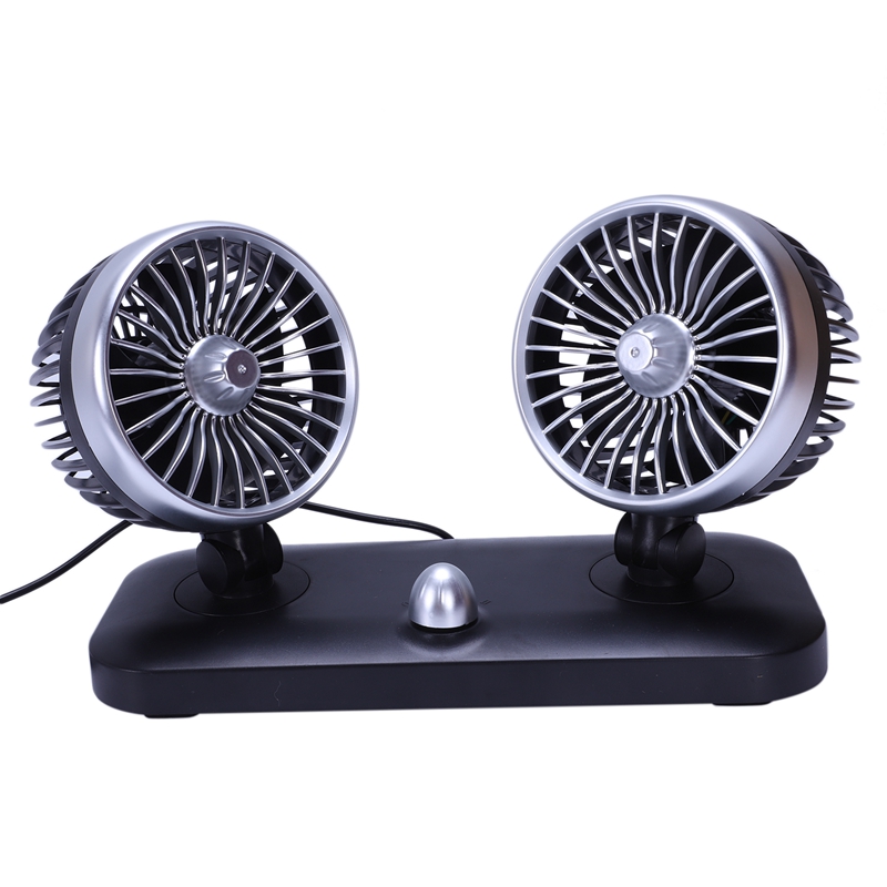 12V Mini Electric Car Fan Low Noise Summer Car Air Conditioner Rotating 2 Gears Adjustable Air Cooling Fan