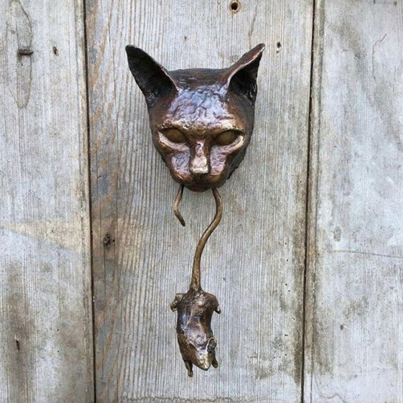 Tuin Tuin Decor Kat En Muis Deurklopper Of Muur Hars Ornament Roestig Bruin Gietijzeren