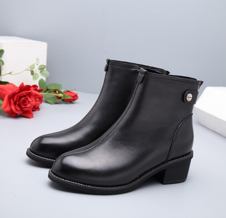 Damstövlar elastiska lackstövlar spetsiga stövlar i läder med låg klack botines mujer zapatos de mujer  z11-83: 10